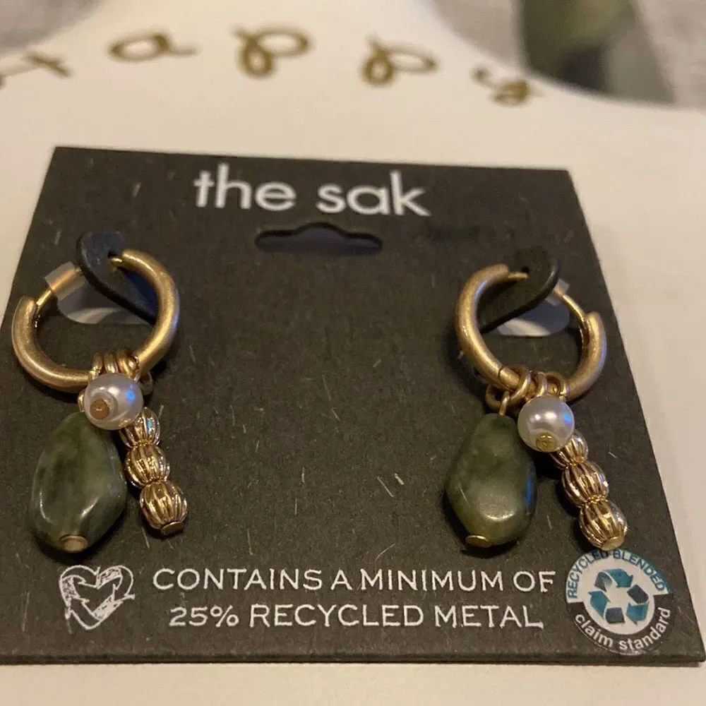 The Sak NWT Gold color Loop with gold beans green stone and pearl